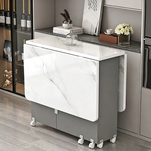 Tavolo da Pranzo Pieghevole in Vetro Postmoderno, Estensibile, Multifunzionale, Telescopico, Semplice, per Ristoranti e Piccoli Appartamenti - Product Image 1