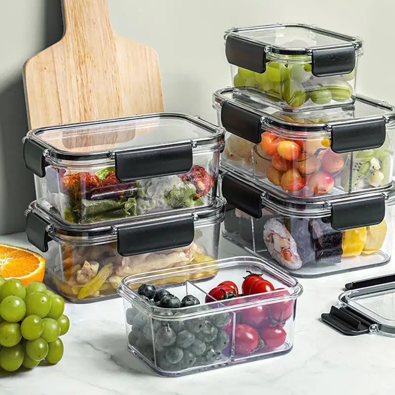BPA-FREE 100-1300ml kulkas hewan peliharaan, set wadah makan siang Salad buah bento, wadah penyimpanan makanan plastik dapur
