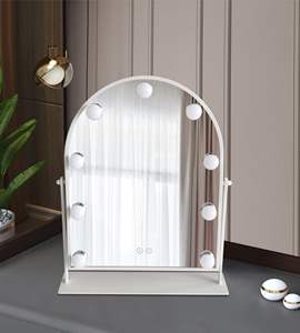 Espejo LED Inteligente de Doble Cara <span class=keywords><strong>con</strong></span> Lámparas, Control Táctil, Regulable, 12 Bombillas, Cambio de Color, Diseño Moderno en Forma de Arco, Cuerpo de Metal, IP65 - Product Image 5