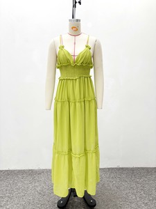 Ropa de Verano para Mujer - Vestidos Elegantes de Color Sólido con Cuello Halter y Cintura Ajustada, Inspirados en la Moda Africana - Product Image 5