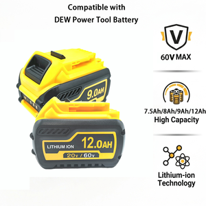 Batterie DEW haute capacité 20/60V DCB612/DCB609/DCB608 compatible avec perceuse-visseuse, visseuse à chocs et marteau perforateur - Product Image 1