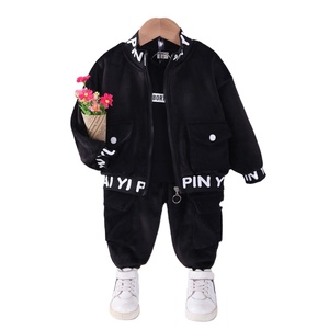 Conjunto de Ropa Casual de Otoño Invierno para Niños, Abrigo y Pantalones para Bebés, 3 Piezas, Algodón, Cierre de Cremallera, Resistente al Viento - Product Image 1