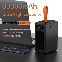 Banques d'alimentation solaires grande capacité 80000 mAh, chargeur portable pour téléphone ASPOR A377