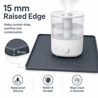 Base de humidificateur en silicone avec rebord surélevé, tapis imperméable anti-fuite pour humidificateur ultrasonique, antidérapant, OEM