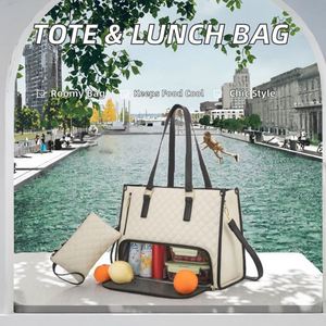 2-in-1 Large Tote Sport Bag Combo for Women-Camping Travel Handbag Crossbody Strap <b>Laptop</b> <b>Sleeve</b> PU 30-40L Capacity - Product Image 2