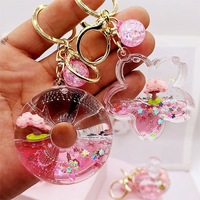 Porte-clés en forme de cerisier de dessin animé, porte-clés en pâte à modeler liquide Sakura, porte-clés de voiture, accessoires pour sacs, cadeaux pour enfants