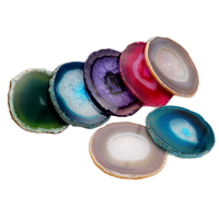 Vente en gros de grandes tranches d'agate géode verte en pierre naturelle, sculptées et gravées, pour décoration nautique et sous-verres, en vrac