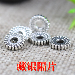 Cuentas redondas de plata tibetana de 2x8 mm para pulseras y joyería hechas a mano, cuentas sueltas de metal. - Product Image 5