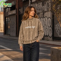 Sweat-shirt à col roulé personnalisé OEM, imprimé camouflage, logo 3D, sweat-shirt à col mockneck pour femmes