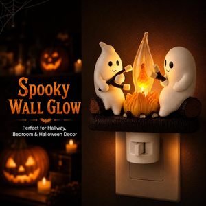 Meilleure vente : Veilleuse LED à brancher Effet Flamme Vacillante, Décoration d'Halloween 3D, Fantôme Guimauve Mignon et Effrayant - Product Image 3