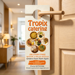 Colgador de cartulina para manija de puerta con impresión personalizada, bajo MOQ, envío rápido, para hoteles, oficinas, bienes raíces, venta al por mayor - Product Image 1