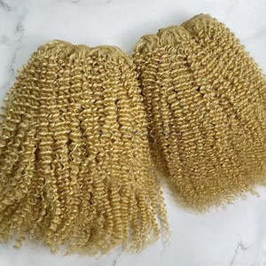# Extensions de cheveux 100% vierges Remy blond 613, double trame, en gros, tissages de cheveux afro crépus bouclés - Product Image 4