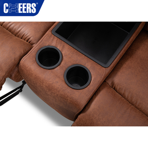 Canapé sectionnel électrique inclinable 5 places MANWAH CHEERS moderne avec rangement et porte-gobelets en cuir synthétique pour salon - Product Image 5