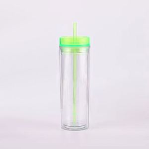 Venta al por mayor de fábrica: Vaso acrílico de doble pared de 16 oz con pajita y diseño esmerilado para tiendas de té de burbujas Boba - Product Image 4