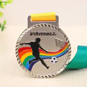 Medalla de Metal de fútbol, juegos de maratón, etiqueta de Metal para niños, medalla de competición de oro, plata y bronce, medalla de fútbol de oro personalizada