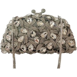 Daffgui Women Crystal <b>Clutch</b> Evening Bag Teardrop Rhinestone Bridal Handbag Sparkling Beaded Party Purse - Product Image 6