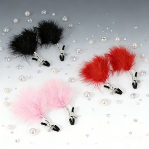 Clip per capezzoli a doppia punta con piume, regolabile, impermeabile, per massaggio femminile, bondage SM e flirt, giocattoli sessuali per adulti - Product Image 5