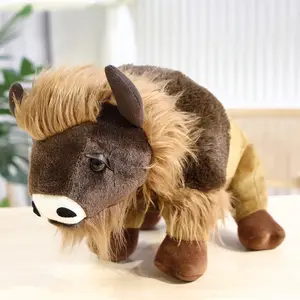 Simulasi Bison Amerika Utara boneka binatang Bison mainan bulu hewan padang rumput