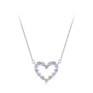 Womens Pave Cz Hollow Heart Pendant Necklace S925Sterling Silver Jewelry Elegant Dainty Crystal Fashion Valentine Party <b>Gift</b> - Product Image 1