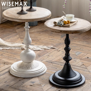 WISEMAX FURNITURE Canapé classique et élégant base en fer en forme de T plateau en bois table basse ronde blanche pour salon villa - Product Image 1