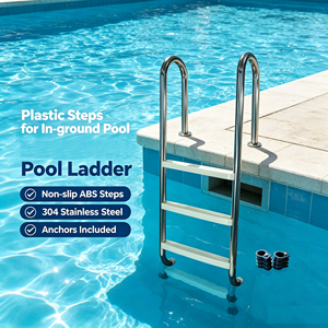 Échelle en acier inoxydable avec marches en plastique pour piscines enterrées - Product Image 1