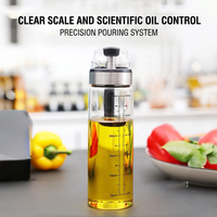 Distributeur d'huile en verre épais à ouverture automatique |   Bouteille à condiments anti-goutte et étanche avec échelle graduée |   Pot de cuisine pour huile, vinaigre, sauce soja