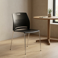 Chaise de conférence moderne pliable en plastique avec dossier à lattes, siège de réunion pour visiteurs, structure métallique thermolaquée pour bureau et café