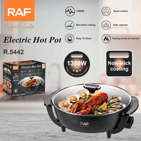 Olla Eléctrica RAF R.5442 de 8.0L y 1350W con Revestimiento Antiadherente, Control con Perilla, Fácil de Limpiar, Alta Capacidad, Calentamiento Rápido y Uniforme, 220V