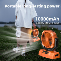 Ventilateur de camping rechargeable avec lumière LED, 4 vitesses, oscillation à 360°, télécommande, batterie USB 10000mAh, étanche, utilisation en extérieur, voiture, camping-car