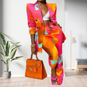 ชุดเซ็ตสองชิ้นลายพิมพ์ไทไดสำหรับผู้หญิง ดีไซน์ทันสมัย - Product Image 2