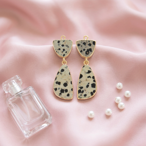 Guntaas Gems - Paire de connecteurs fantaisie en jaspe dalmatien naturel pour boucles d'oreilles DIY, plaqué or 18 carats, composants de fabrication de bijoux en gros - Product Image 5