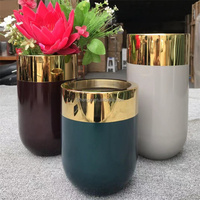 Jardinières décoratives modernes en acier inoxydable pour l'extérieur et l'intérieur / Vase de sol pour la décoration de la maison / Pot de fleurs doré