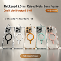 Casing Pelindung Kamera Magnetik TPU+PC Tebal 2.5mm dengan Penyangga Dua Warna untuk 18 Pro Max 18 Pro 17/16/15 Anti