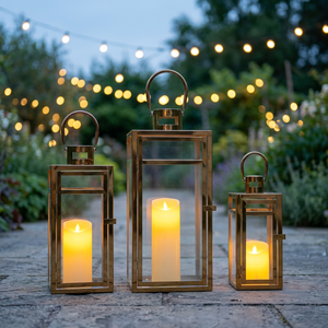 Calm Corners <b>Lantern</b> <b>Set</b> With Glass Panels Flameless Candle Holders Home Decoration - Product Image 6