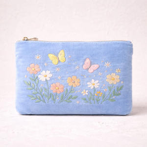 Pochette à maquillage à fermeture éclair à motif de <span class=keywords><strong>singe</strong></span>, fabrication OEM, pochette cosmétique en velours brodée sur mesure - Product Image 1