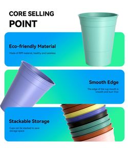 <b>Set</b> 16OZ Red PP <b>Plastic</b> Eco-friendly Reusable Dishwasher Safe Beer Pong Cups for Parties Direct Drinking Boiling Applicable - Product Image 4