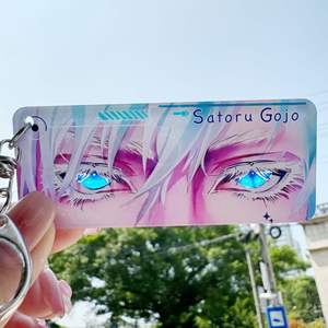 Porte-clés cartoon Anime Fushiguro Megumi <span class=keywords><strong>Gojo</strong></span> Satoru <span class=keywords><strong>yeux</strong></span> rectangulaire pendentif acrylique carte transparente Jujutsu Kaisen - Product Image 2