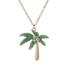 Collar de cristal de aleación de árbol de coco de piña de <span class=keywords><strong>flora</strong></span> y fauna tropical de diseño único de Venta caliente OEM para niñas - Product Image 1