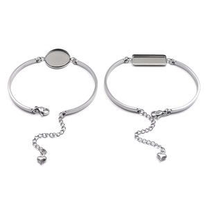 Base de pulsera de acero inoxidable con dije de corazón para accesorios de fabricación de joyas DIY, 8g de peso, fornituras hechas a mano - Product Image 1