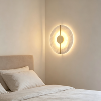Applique Murale LED Moderne de Luxe en Marbre Doré pour Chambre, Salon, Salle à Manger, Décoration Intérieure, en Laiton Rond ou Rectangulaire