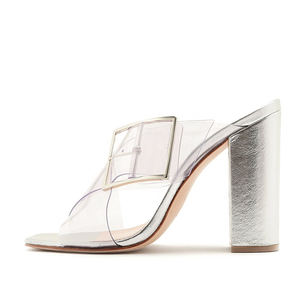 2024 New Style <strong>Mules</strong> Toe Chunky <strong>Heel</strong> <strong>Clear</strong> PVC Sandals Slippers <strong>Heels</strong> for Women Buttons - Product Image 5