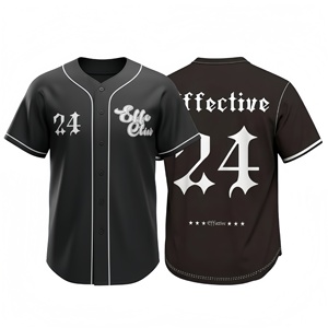 Camisetas de Softbol con Cuello en V de Color Sólido al por Mayor para <span class=keywords><strong>Hombre</strong></span> y Mujer, 100% Poliéster Sublimado, Jersey de Béisbol Negro Liso - Product Image 1