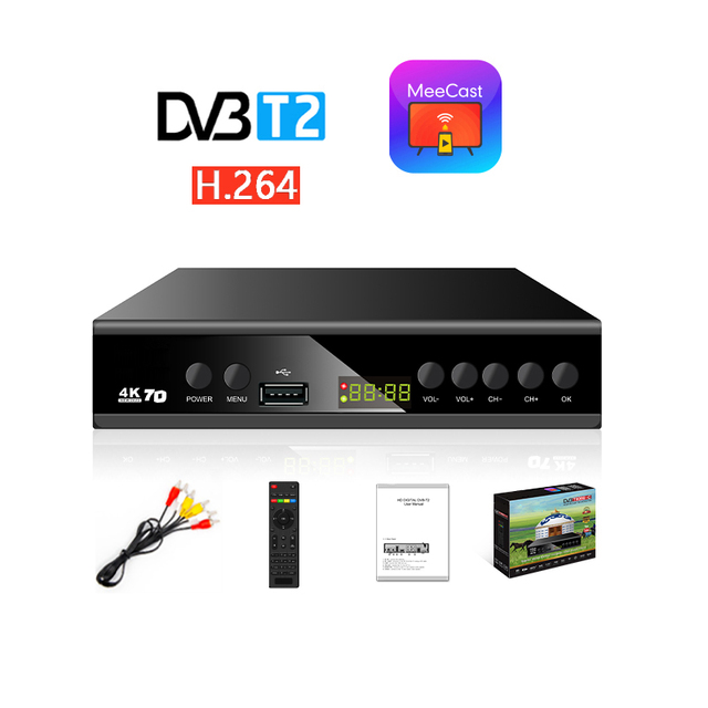 MeeCast HD Digital Set-top Box Dvbt2 Receiver with Multi-Language Support IP TV and Free-to-Air DVB-T2 TV Tuners