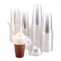 Gobelets à café jetables en PET avec logo personnalisé et couvercles sécurisés pour boissons chaudes/froides, gobelet pour boissons froides pour fêtes, événements, cafés et bureaux