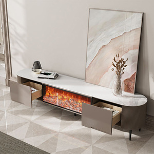 Armadietti moderni eleganti per TV 3D con supporto di <span class=keywords><strong>simulazione</strong></span> a fiamma incastonato in vetro HD stufa per caminetti da bancone in legno di lusso - Product Image 5