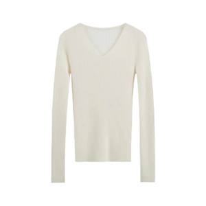 Pull en <span class=keywords><strong>laine</strong></span> mérinos 100% à tricotage fin, col en V, style coréen, fin, ajusté, tricoté 18GG, pull en <span class=keywords><strong>laine</strong></span> uni, vente chaude - Product Image 5