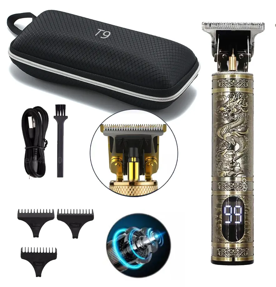 Free Sample Men's Professional Cordless Hair Trimmer Vintage T9 Electric   USB-Powered Cutting   Shaving Machine for Men