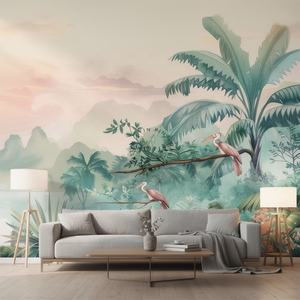 <span class=keywords><strong>Papier</strong></span> <span class=keywords><strong>peint</strong></span> mural en vinyle à coller et à décoller, paysage tropical naturel, montagne, <span class=keywords><strong>jungle</strong></span>, lac, oiseaux, rétro, forêt tropicale, paysage tropical - Product Image 3
