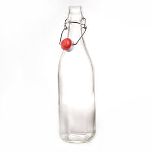 Bouteille d'eau en verre à boire souple transparente avec couvercle à pince 750ml Style spécial récipient à boisson à dessus oscillant hermétique - Product Image 2
