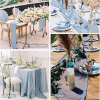 Nappe de table longue en gaze de coton moderne de haute qualité pour mariage, baby shower, anniversaire, décoration de table EMX